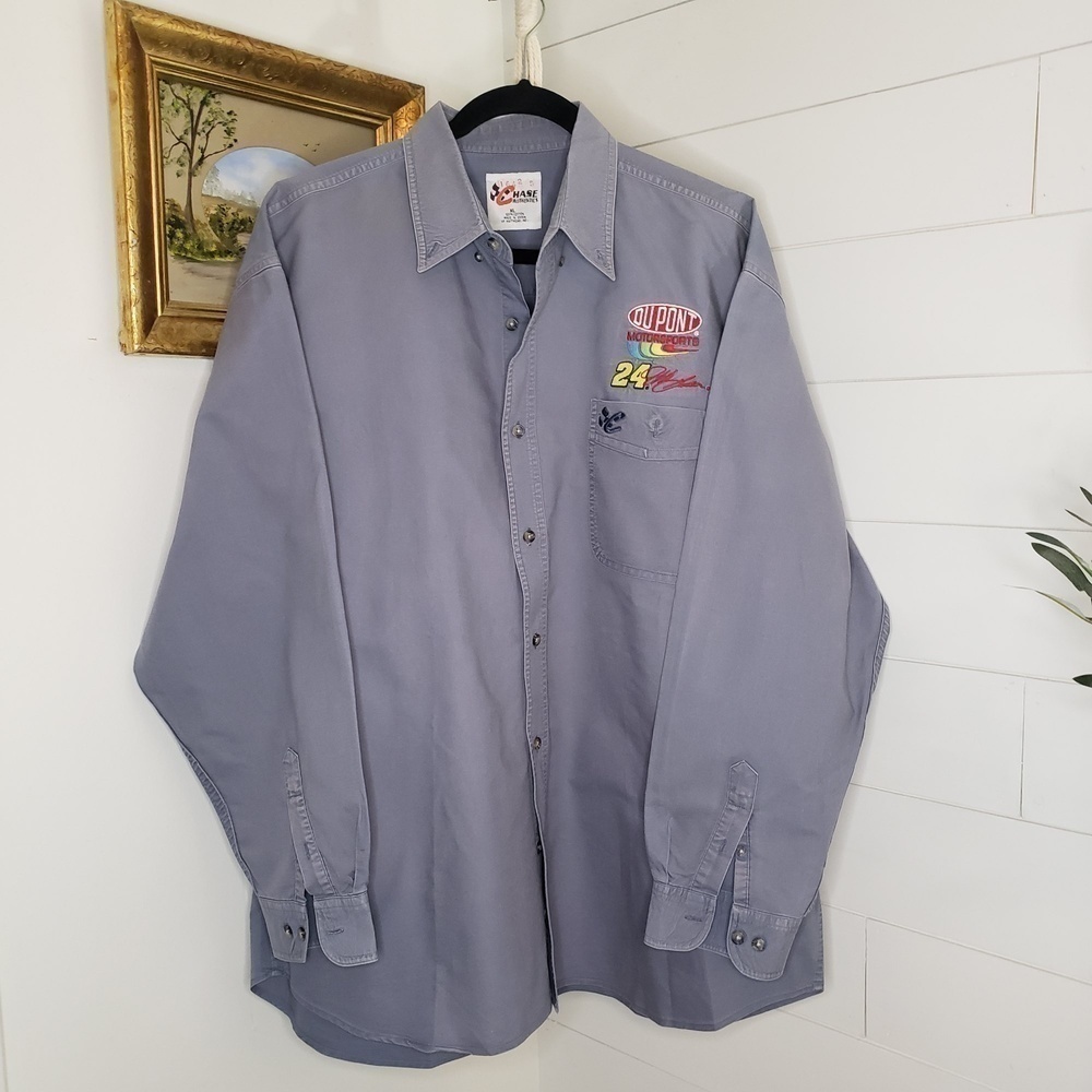 Chase Authentics Blue Jeff Gordon #24 Nascar Dupont Motorsports Button Up XL
